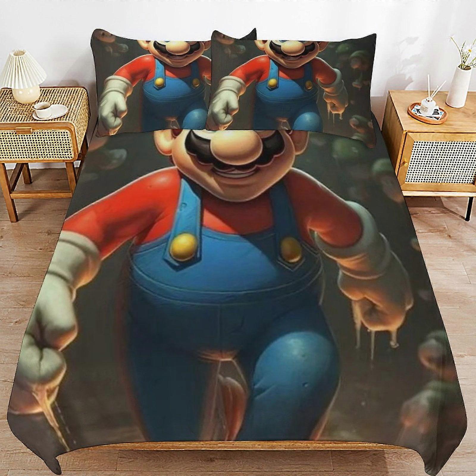 Bedding set JP59 Super Mario 3-Piece Comforter,Super Mario Bedding Set, Soft Microfiber Duvet Cover Set with Zipper Closure TH59