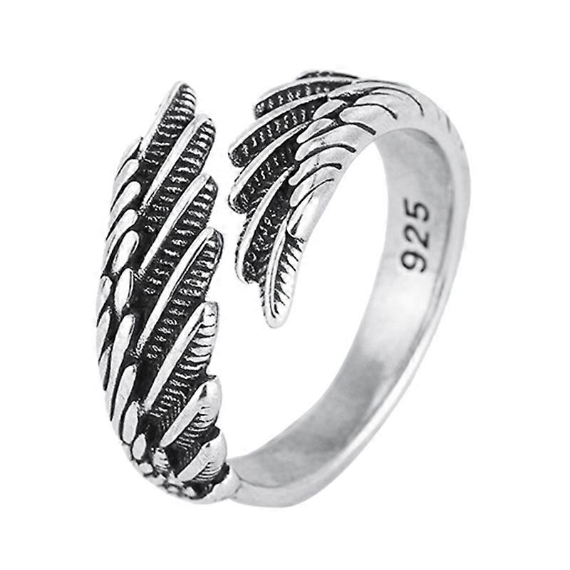 Feather Angel Wing Adjustable Open Ring Wedding Band Engagement Eternity Ring