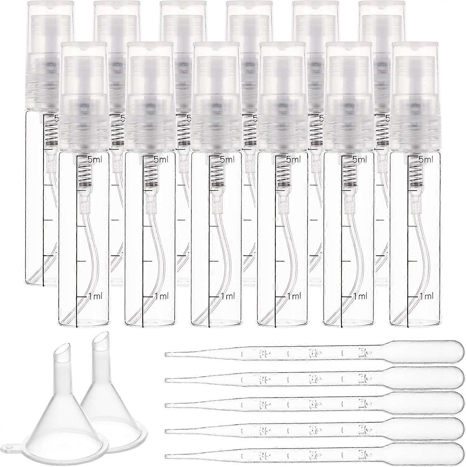 38PCS 5ml Clear Empty Portable Glass Spray Bottles Fine Mist Atomizer with Plastic Dust Cap Refillable Bottle DIY