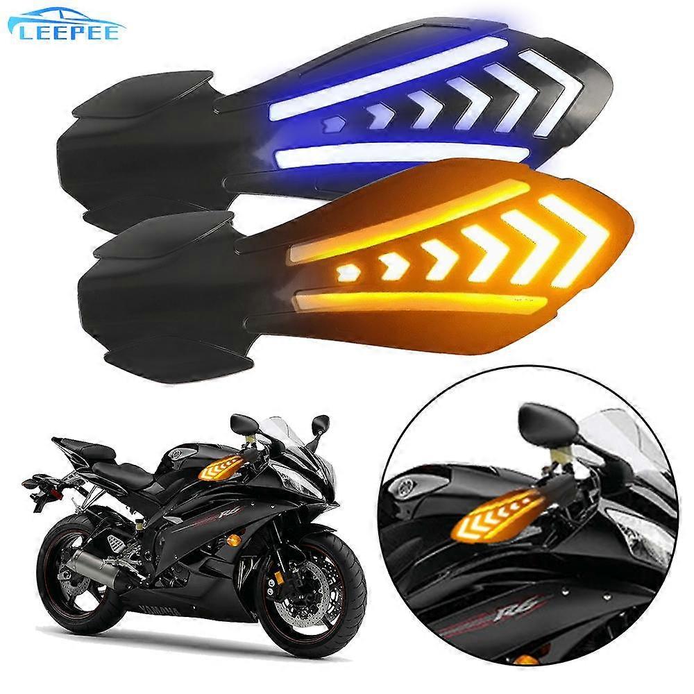 Waterproof Windproof Motorcycle Handguards Motocross Handlebar Guards 1 Pair with LED Flowing Turn Signals