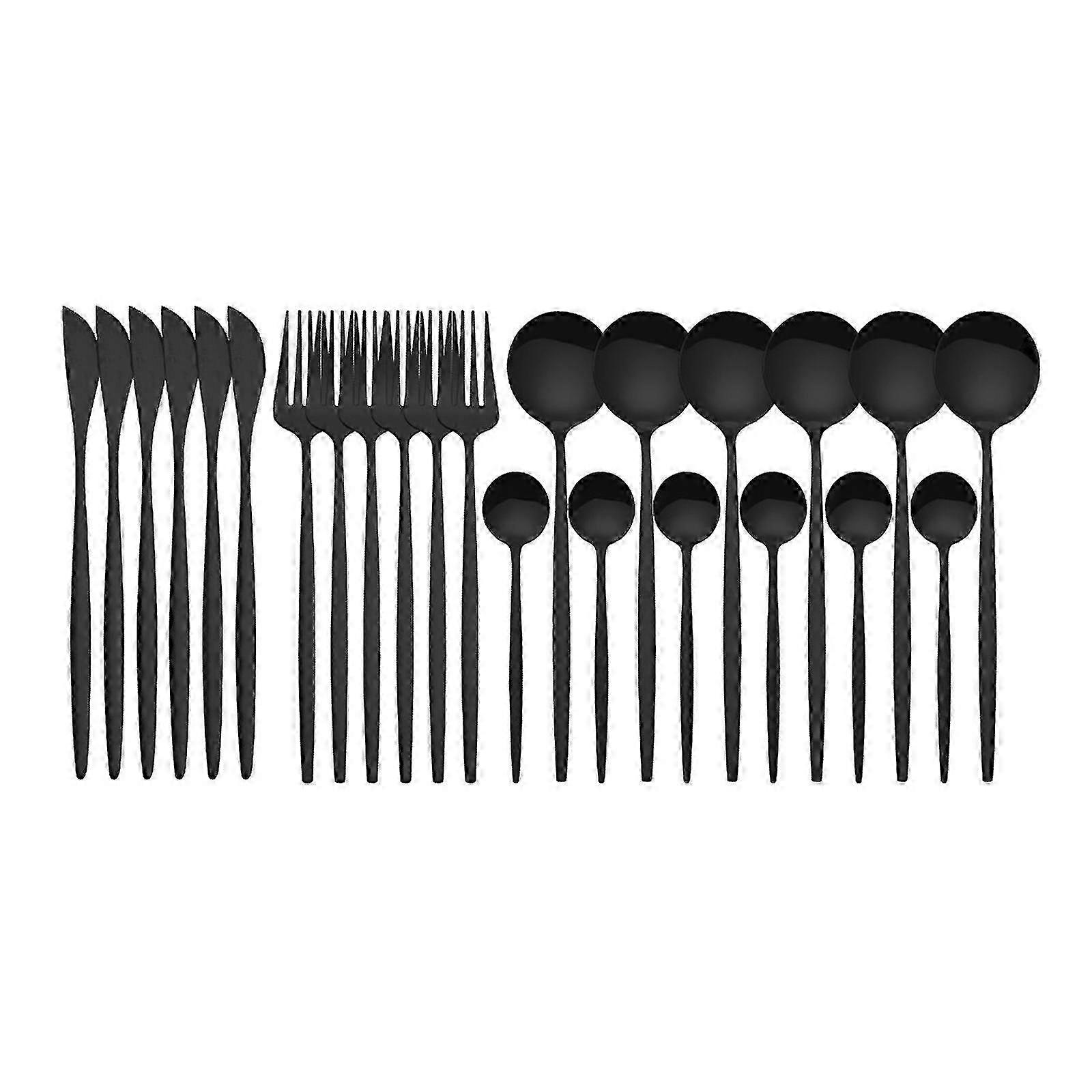 24 pz Set di stoviglie in acciaio inossidabile Set di posate da cucina Coltello Forchetta Cucchiaio Posate Stoviglie Argenteria minimalista-Yvan