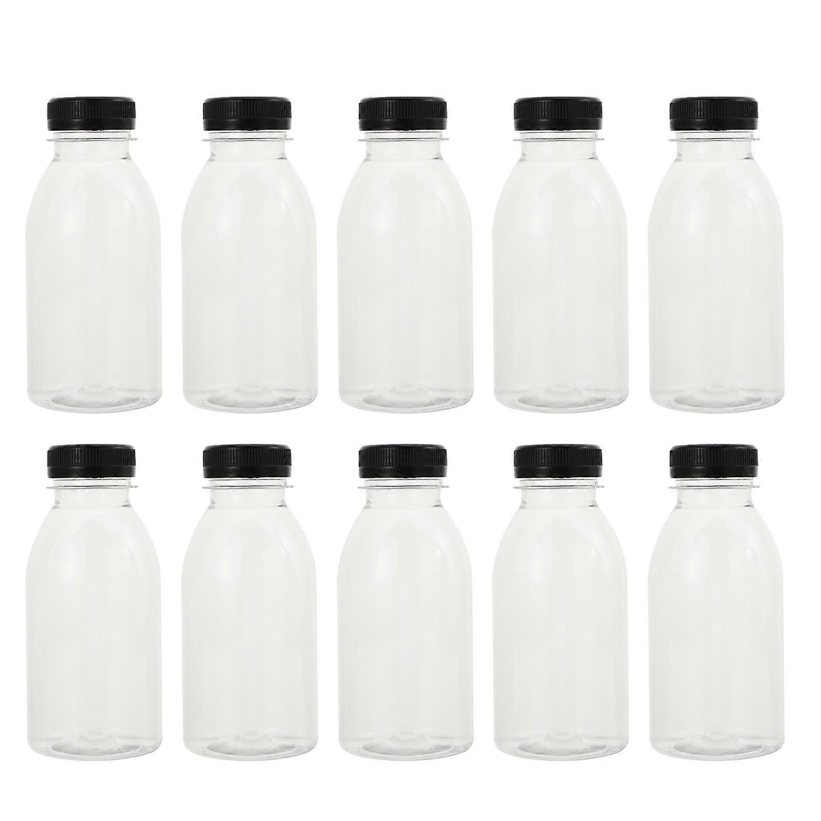 10stk 300ml Juice Opbevaring Flasker Mælkeflasker Gennemsigtige drikkeflasker Sort
