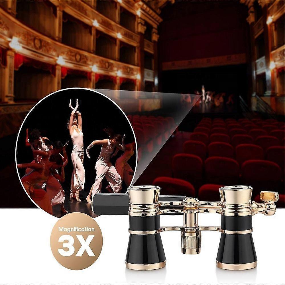 Portable 3X25 Theatre Binoculars Foldable and Retractable Handle Opera