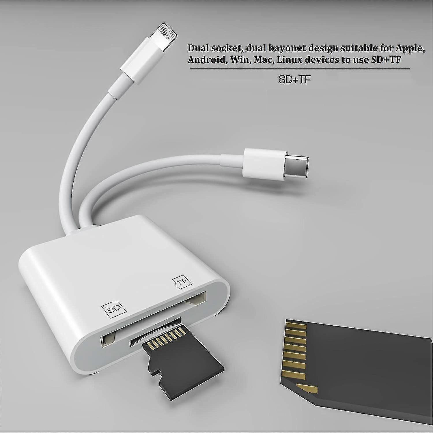 Certified Sd Card Reader For Iphone Ipad Macbook Camera Usb C Type C Card Reader Adapter,lightning Dual Card Slot Micro Memory Card Reader Supports Sd