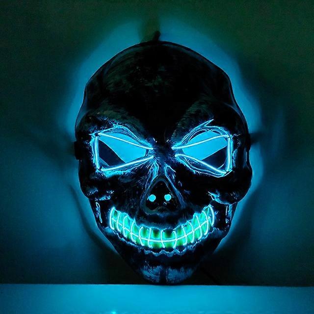 Halloween Led Skull Mask Glowing Skeleton Mask Halloween Costume Horror Evil Mask Helmet Neon Light Party Masque Decoration
