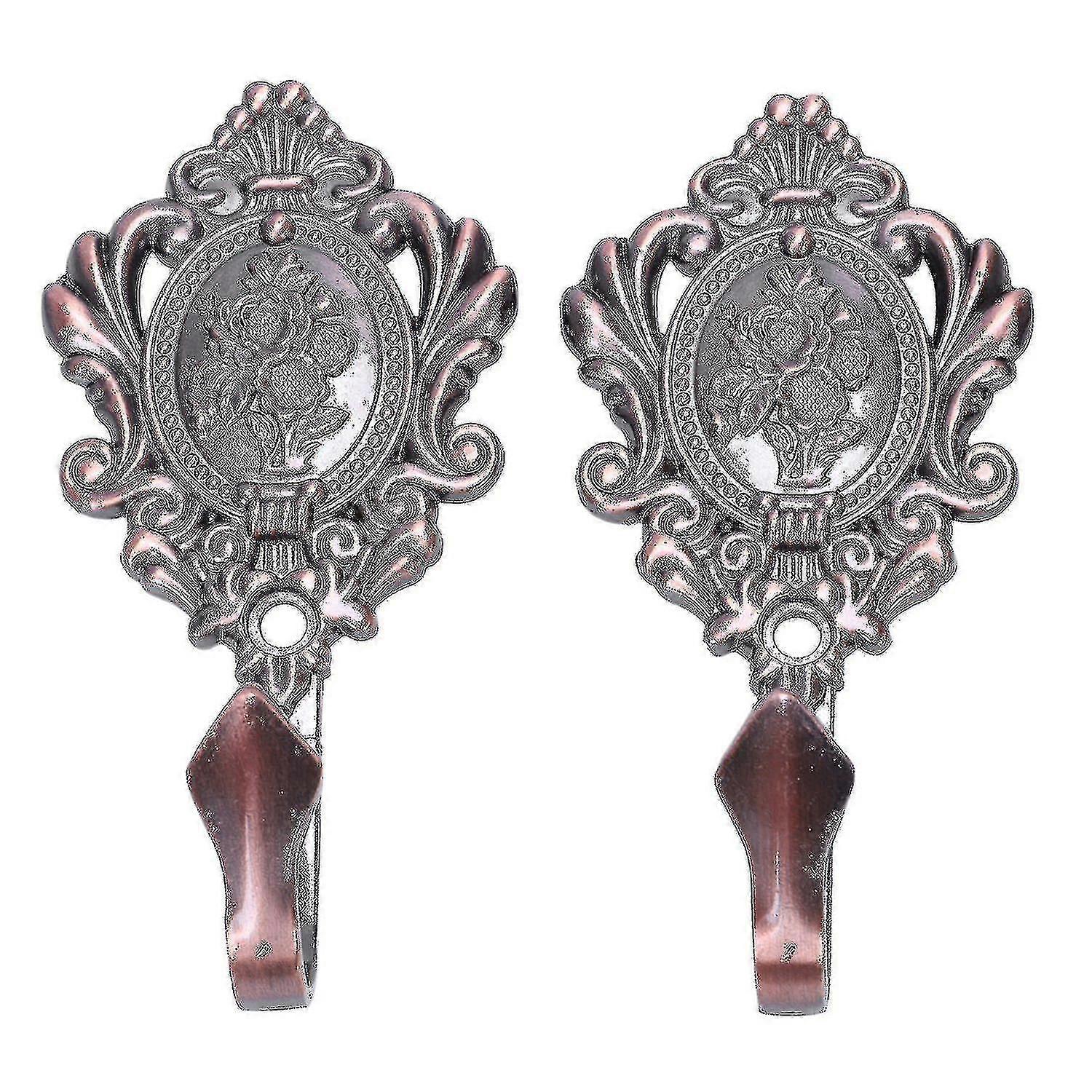 Rose Pattern Alloy Drapery Tieback Hooks 2pcs (red Patina) Banmo