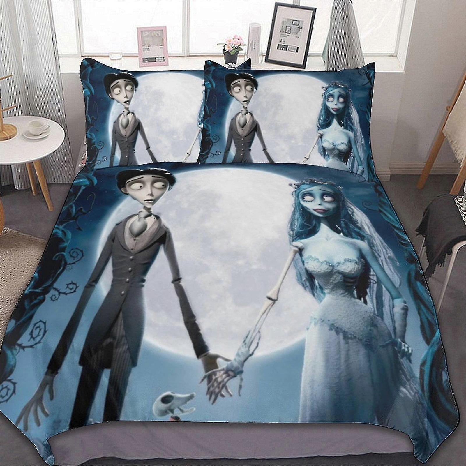 b1871 Prześcieradła Tim Burton; s Corpse Corpse Bride 3-częściowy zestaw pościeli 1 poszewka na kołdrę i 2 poszewki na poduszki Prześcieradła gb1871