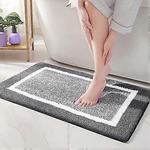 Dark Gray50x75cm Non-Slip Bath Mat,Machine Washable Absorbent Shower Mat,Soft for Bathroom,Kitchen