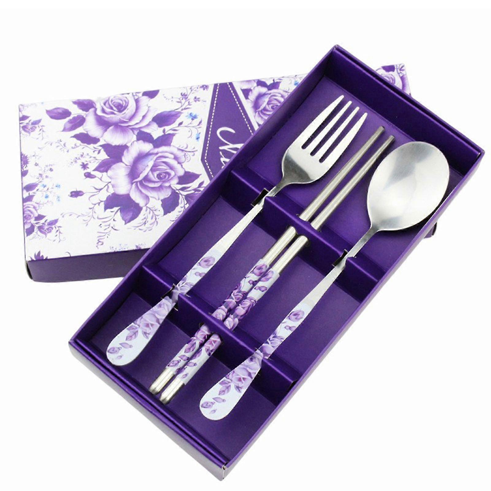Spoon Chopsticks Tableware Set Stainless Steel Mirror Polished Tableware For Household Serving Set