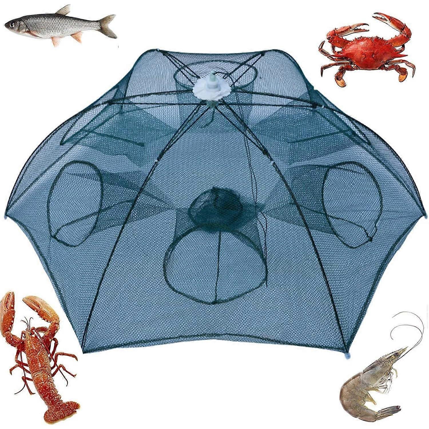 Upgraded Fishing Bait Foldable Net Trap Cast Dip Cage Crab Fish Minnow Crawdad Shrimp