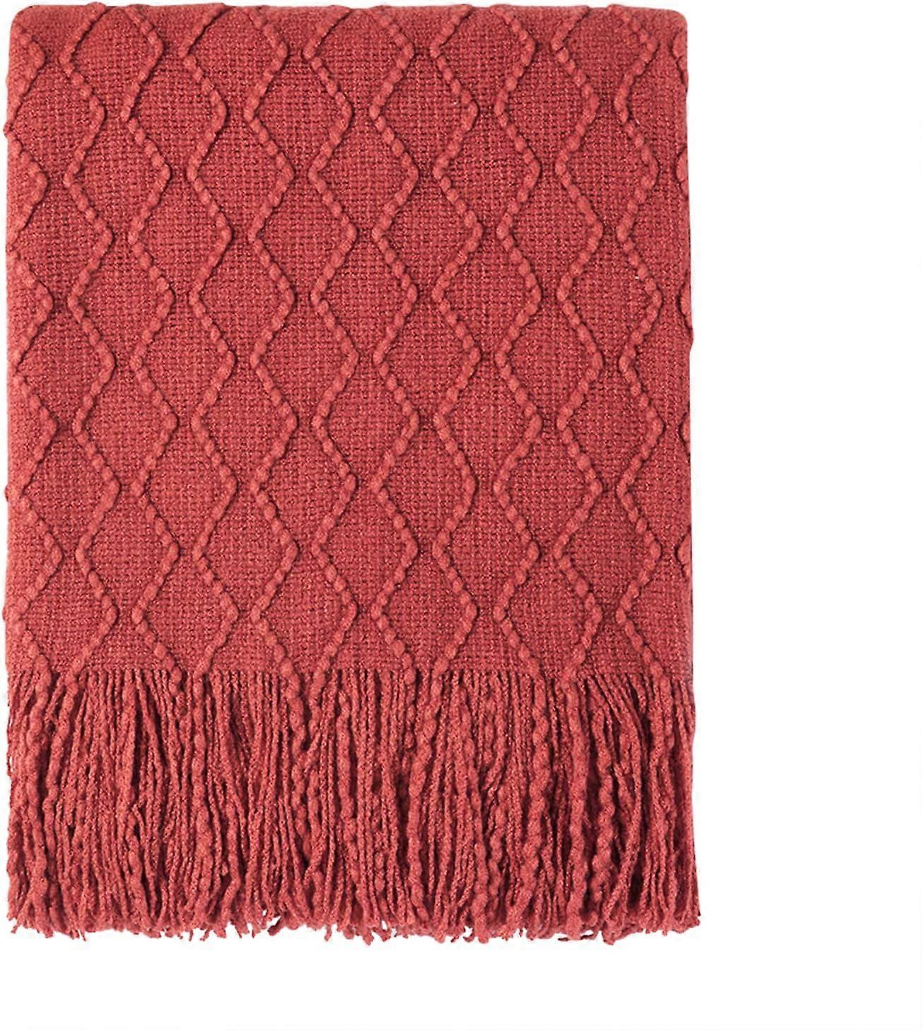 Textured Solid Soft Sofa Throw Couch Cover Knitted Decorative Blanket
