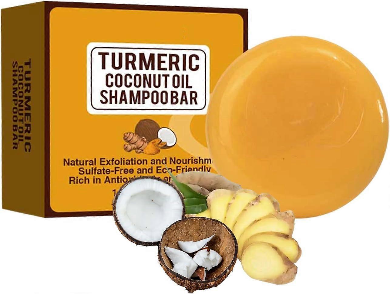Šampon s tukem z kurkumy a kokosových ořechů, přírodní organický šamponový tyčinka, proti lupům v podobě šamponu, snižuje vypadávání vlasů, vyživuje, zvětšuje objem a posiluje