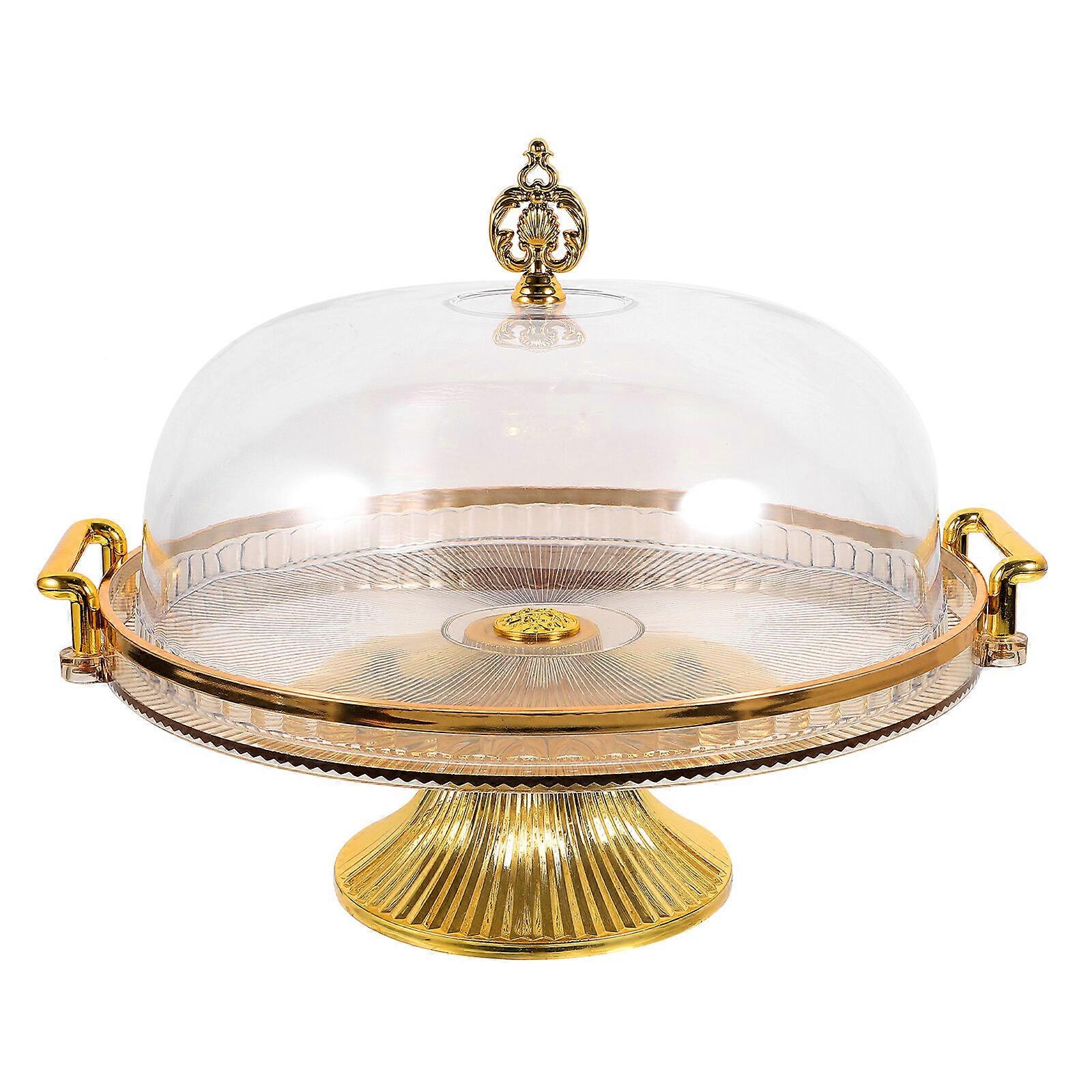 1 set of Cake Stand with Dome Cover Multifunctional Serving Plate Snack Storage Tray