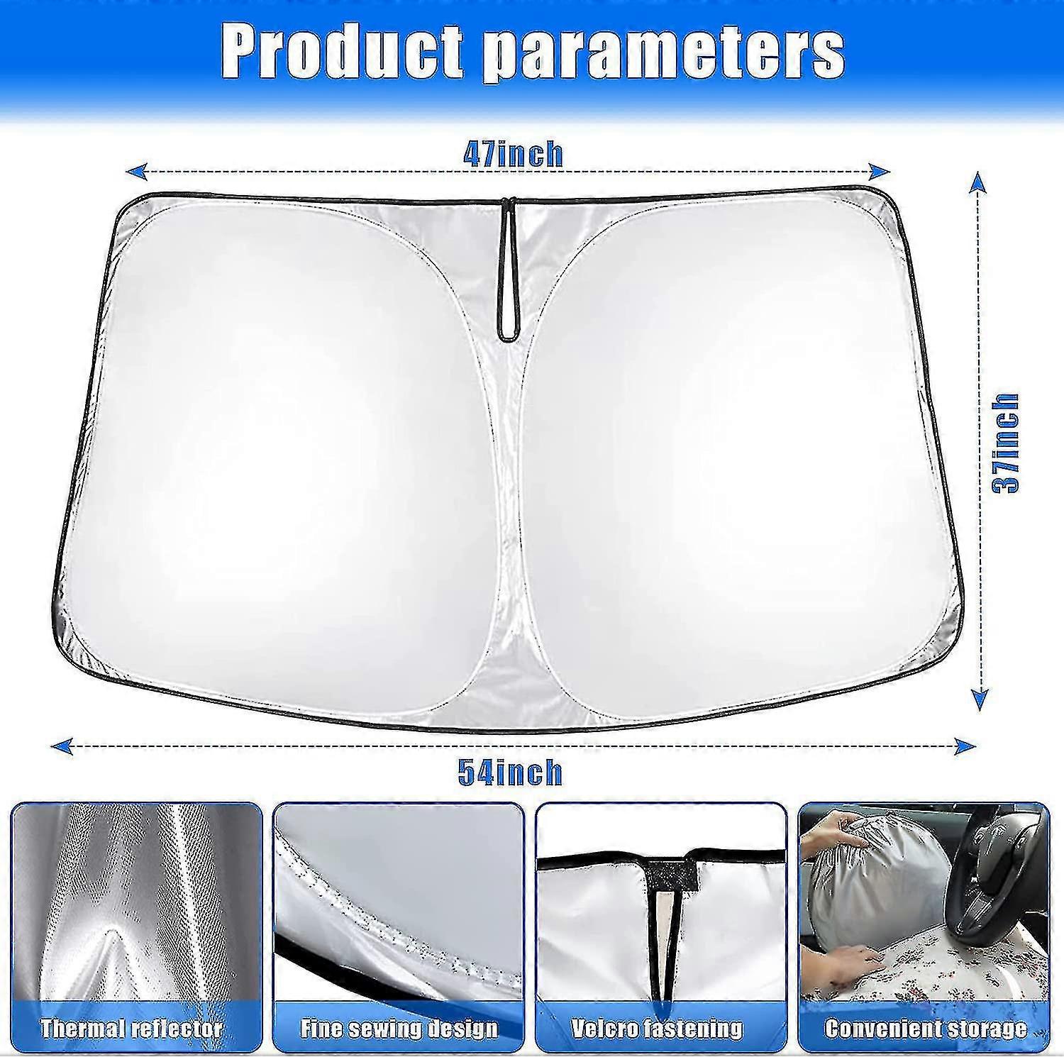 Sunshade Designed For Tesla Model 3 Exclusively, Front Windshield, Double Layer Light Blocking Fabric, Foldable Sun Shade With A Storage Bag