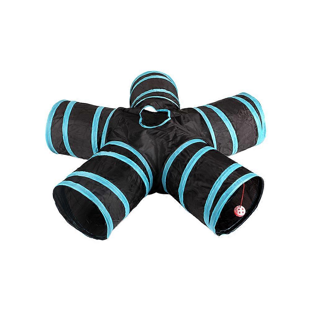 Foldbare kæledyrstunneler 5-vejs rør med krøllet legetøj til katte Marsvinkaniner