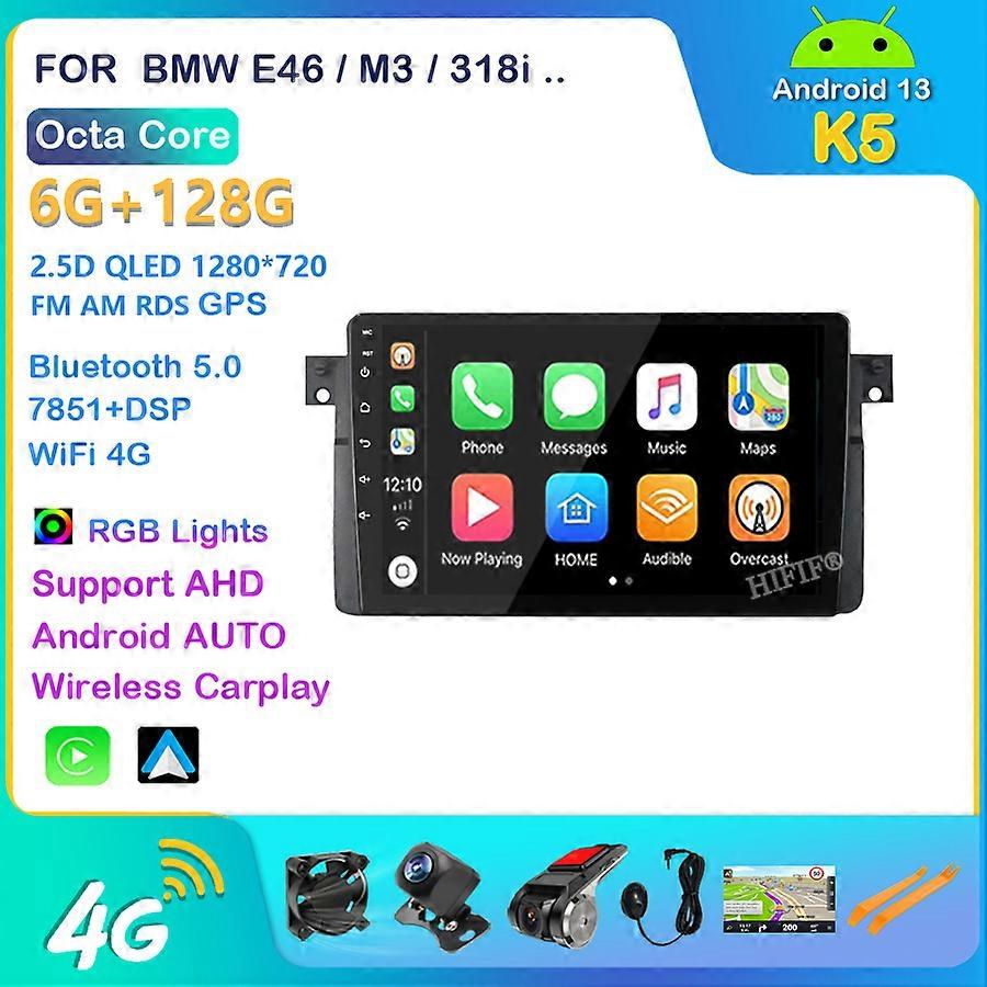 CARPLAY Android 13 Auto Car Stereo for BMW E46 M3 318/320/325/330/335 Car GPS Navigation Radio Multimedia NO DIN BT WIFI