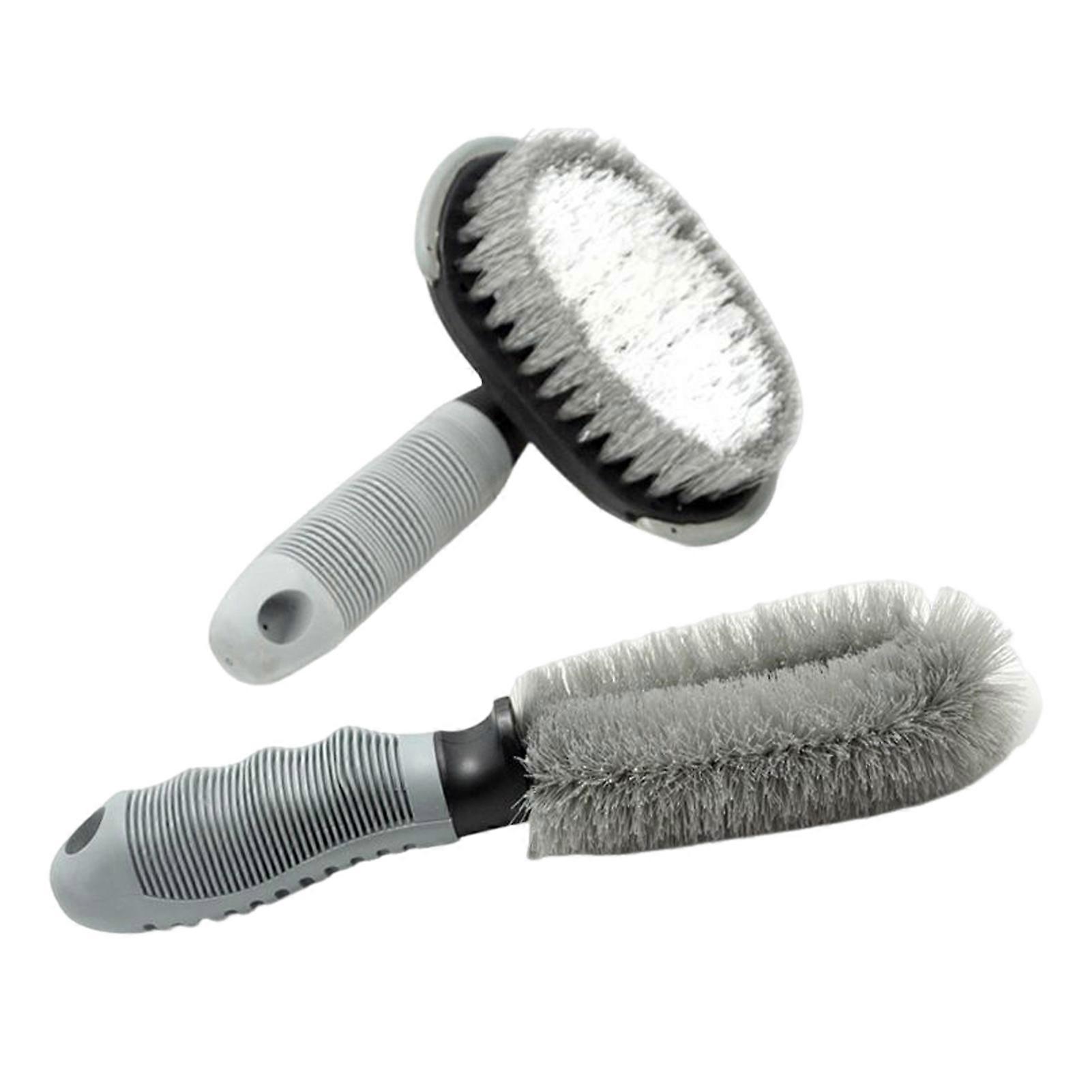 Car Wheel Rim Cleaning Brush with Non-Slip Handle Soft Bristles Easy to Use Portable Motorcycle Bicycle Tire Brush Washing Tool Jikaix