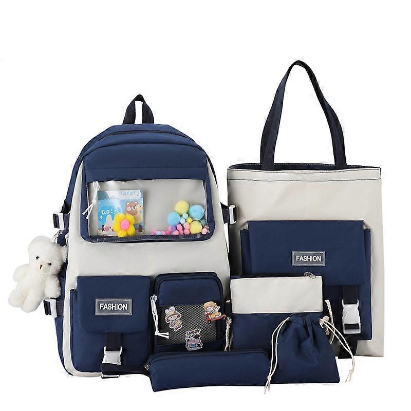1pc5pcs Set Kawaii Backpack With Kawaii Pin And Accessories, Cute Children's Backpacks Large Capacity Canvas School Bags