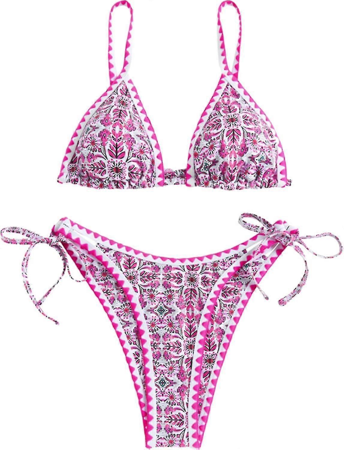 Maillots de bain pour femmes Floral Print String Thong Bikini Set Sexy High Cut Maillots de bain