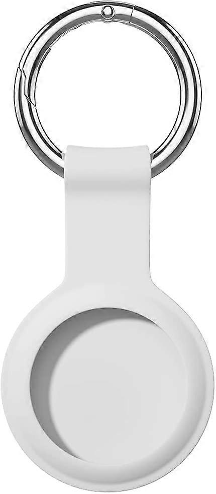 Compatible for AirTag Case Keychain ,Silicone Protective case Secure Holder with Key Ring (White)