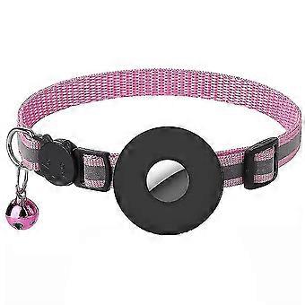 Pet Cat Reflective Collar With Bell For Airtag_f-colorpink