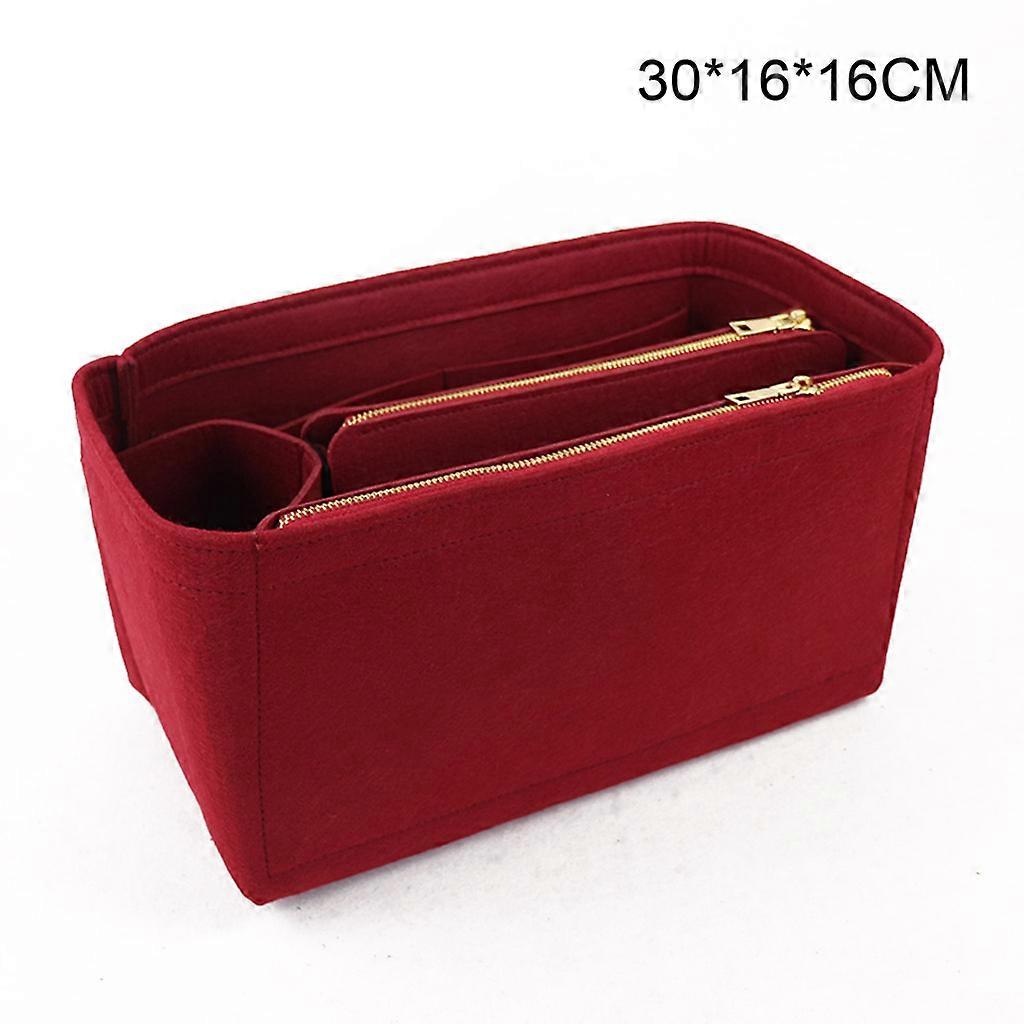 Purse Organizer Insert Felt Bags Handbag with Zipper Tote Shaper Multi Pocket