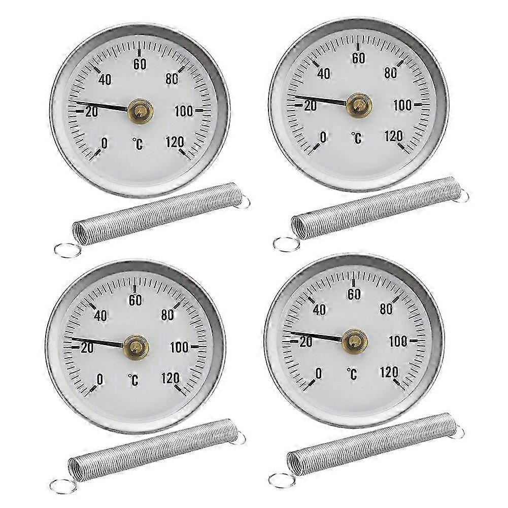 4PCSパイプスプリングクリップオン温度計63MM 0-120アルミニウム温度計、温水用、HVAC用。暖房、オイルタンク