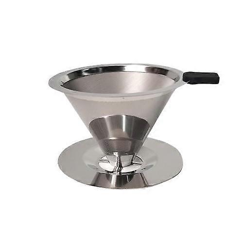 Hand coffee filter V60 filter cup filter paper-free tea slag funnel 304 stainless steel double-layer coffee filter