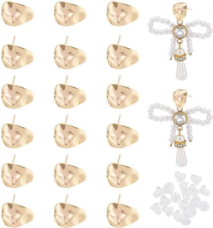 20pcs Stud Earring Findings 22K Gold Plated Post Earring Stud Teardrop Earring Post with Loop with 20pcs Ear Nuts for Men Women Earring Jewelry Making