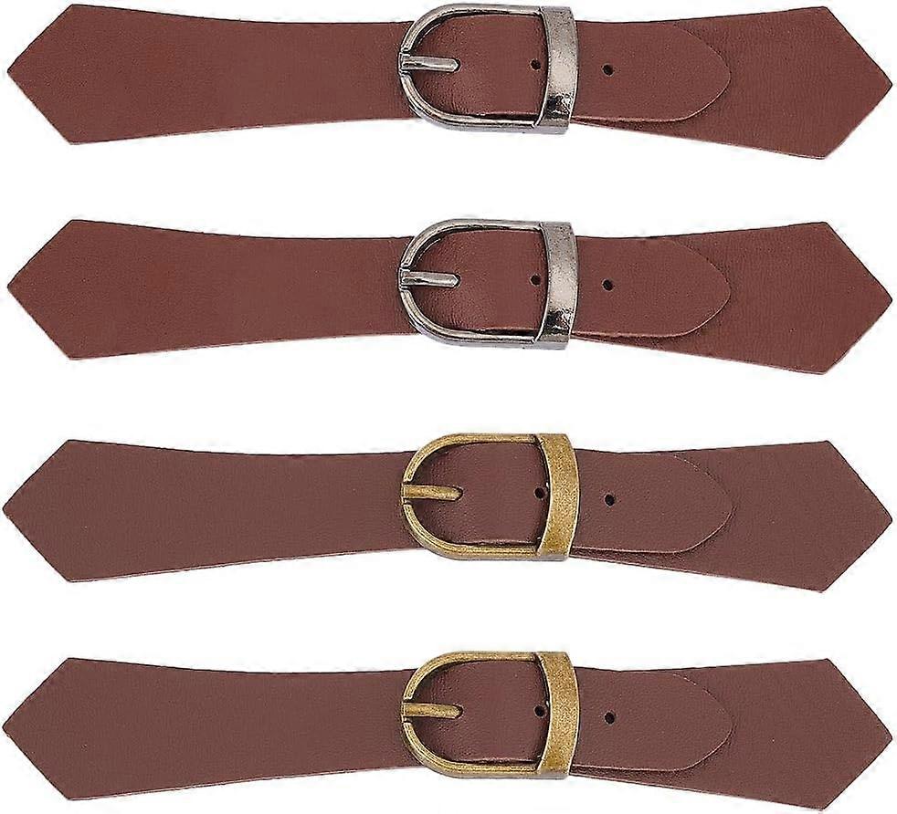 4 Sets 2 Colors PU Leather Sew-on Toggles Tab Closures Clips Brown Snap Toggle Buttons Sew On Jacket Buckles Metal Leather Cloak Clasp Fastener Replac