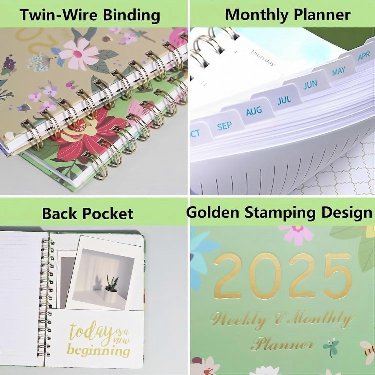 2025 A5 Weekly And Monthly Planner With Twin-Wire Binding, Academic Planner Daily Planner With Tabs