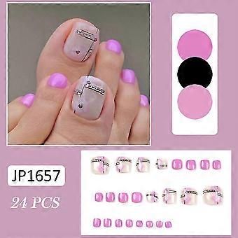 Matte Elegant Short Fake Toe Nail Press On Toe Nails Purple Short False Toes Nails