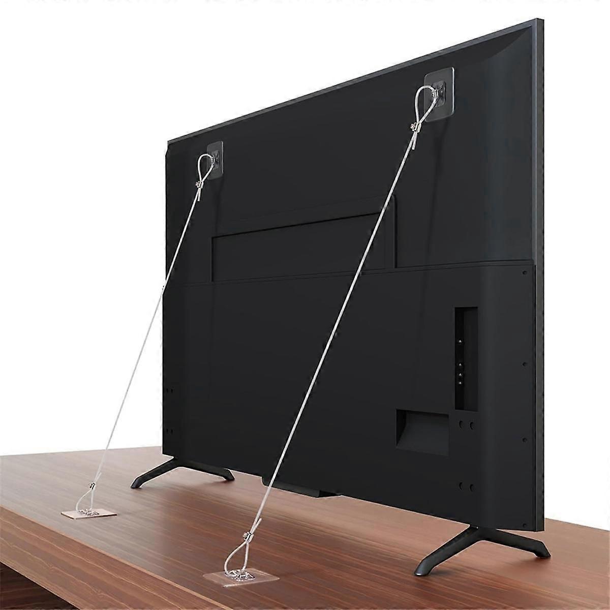 6 Pack Adjustable 42Inch TV -Straps, No-Drill Adhesive Anti-Tip Furniture Wall Anchors Secure Flat