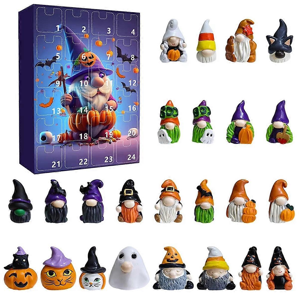 Halloween Dwarf Ornament Advent Calendar Box Gnome Figures Countdown Calendar Dwarf Dolls Calendar