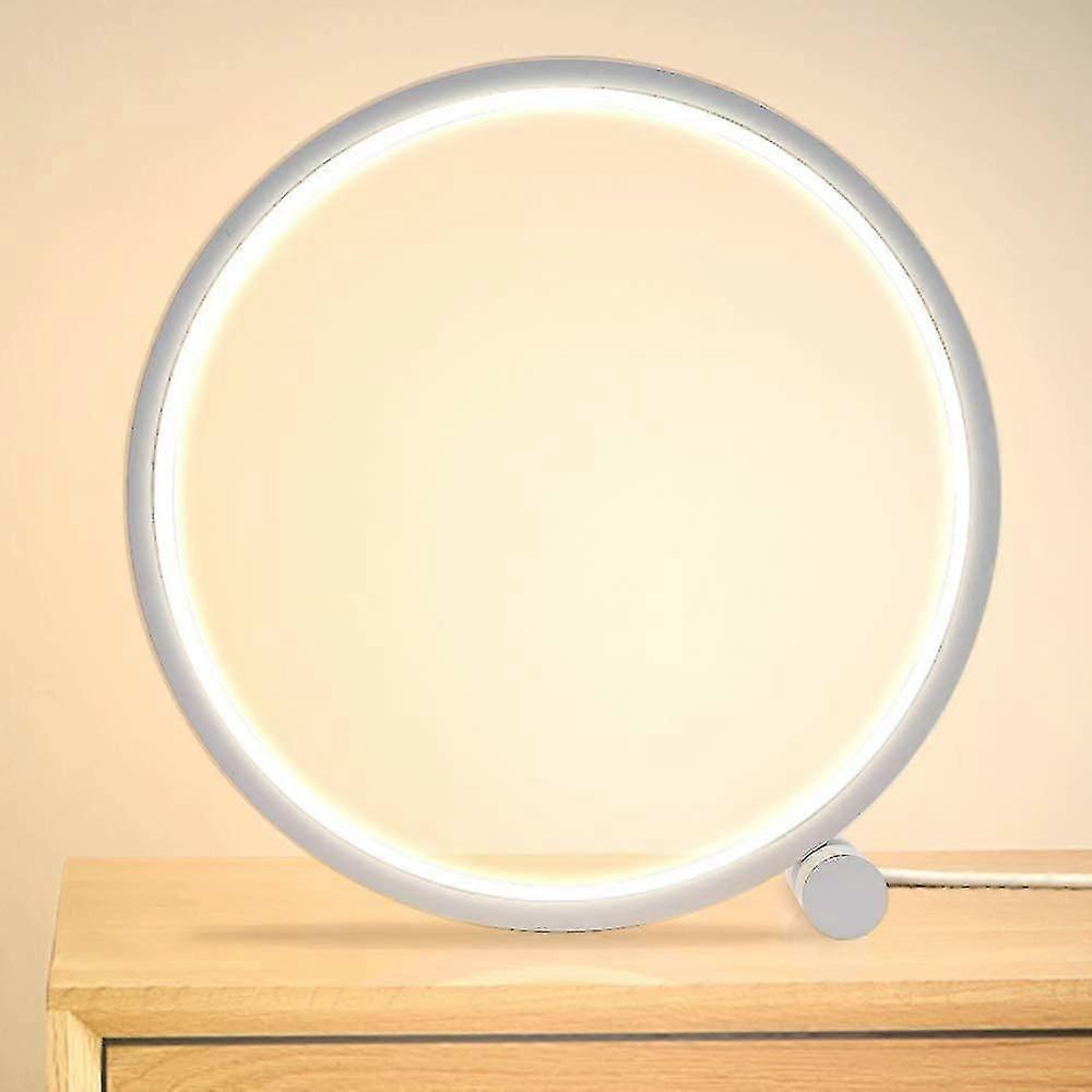 Led Bedside Lamp Dimmable Touch Table Lamp, Modern Circular Design, Aluminum Material, Desk Reading Lamp For Bedroom