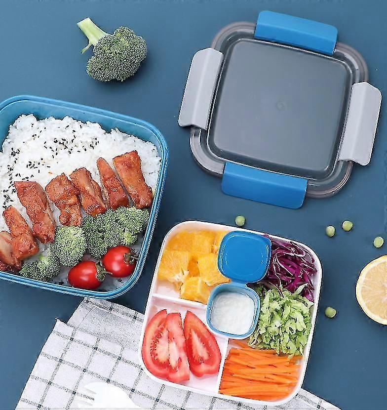 Salad Lunch Container With Large, 3-compartment Bento-style Tray For Salad Toppings And Snacks,sauce Container For Dressings, And Built-in Reusable Fo