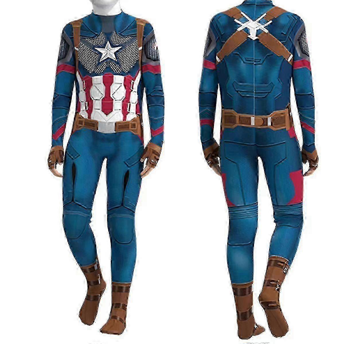 Captain America Children's One-piece Adult Bodysuit Halloween Cosplay Costume Z
