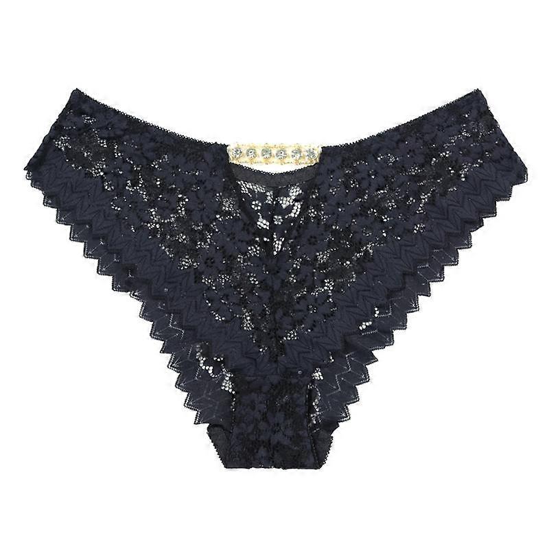 Sexy Floral Lace Thong Breathable Comfy Bling Bling Rhinestone Decor Panties S M L Xl Briefs