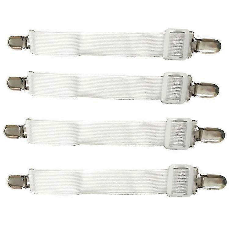 4Pcs/set Ελαστικές λαβές σεντονιών Διπλά κλιπ κεφαλής Gripper Holder Τιράντες Συνδετήρες σεντονιών Ρυθμιζόμενο μήκος 15-30cm SMTX f26