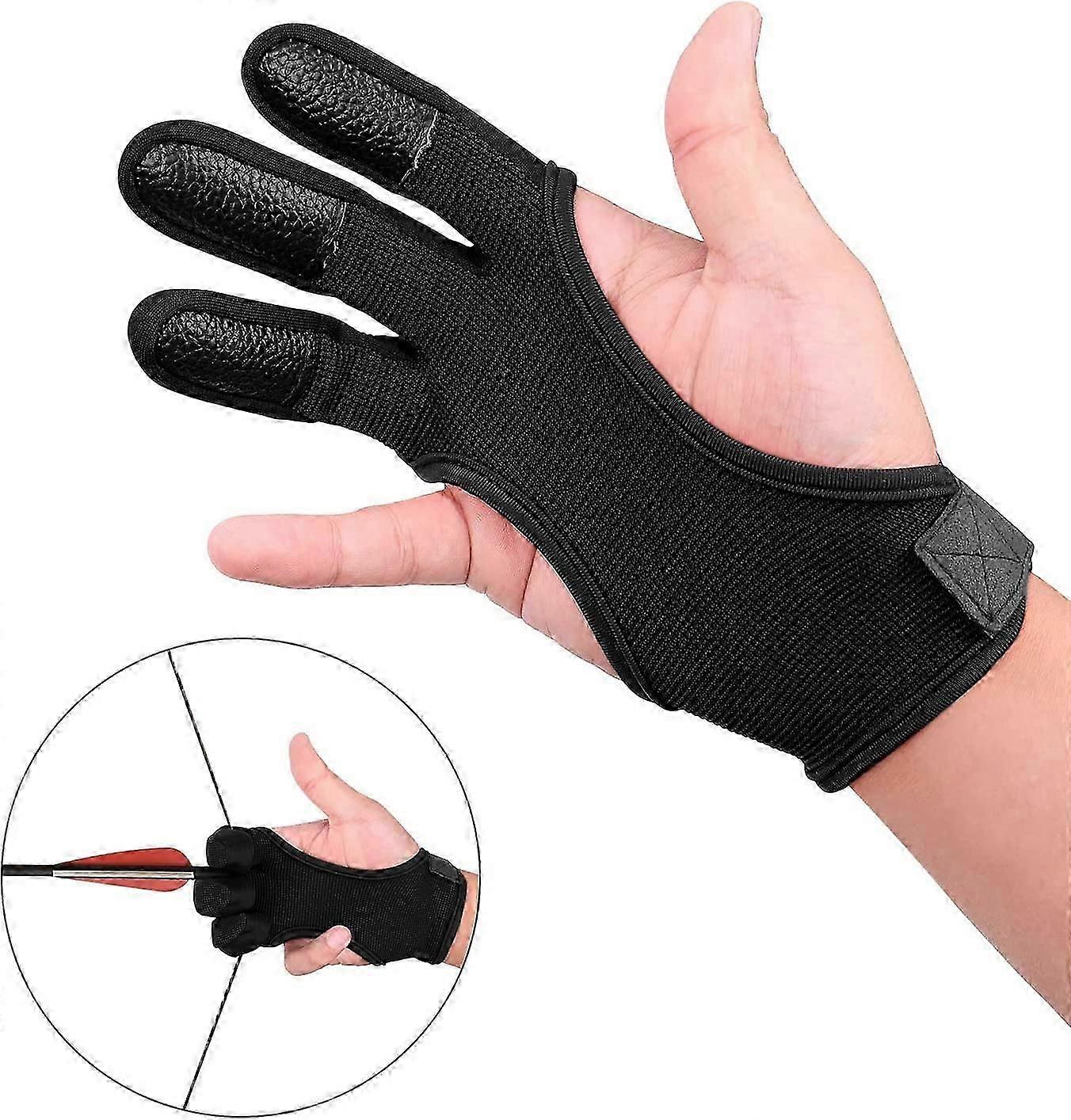 Archery Glove Three Finger ,Leather Archery Protective Gloves, Archery Shooting Gloves for Kids Youth Adult Beginner, Archery Protective Gear Accessor