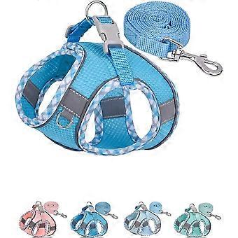 Dog Harness for Small Medium Dogs No Pull, Puppy Harness and Leash Set, Easy Walk Dog Harness for Walking, Running, Training (Bule, XXS)