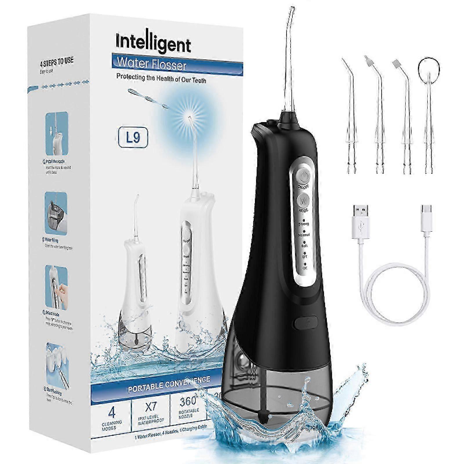 Water Flosser Oral Irrigator with 4 Modes, IPX7 Waterproof, Cordless Water Flosser for Home and Travel, Water Flosser for Teeth, Braces and Bridges