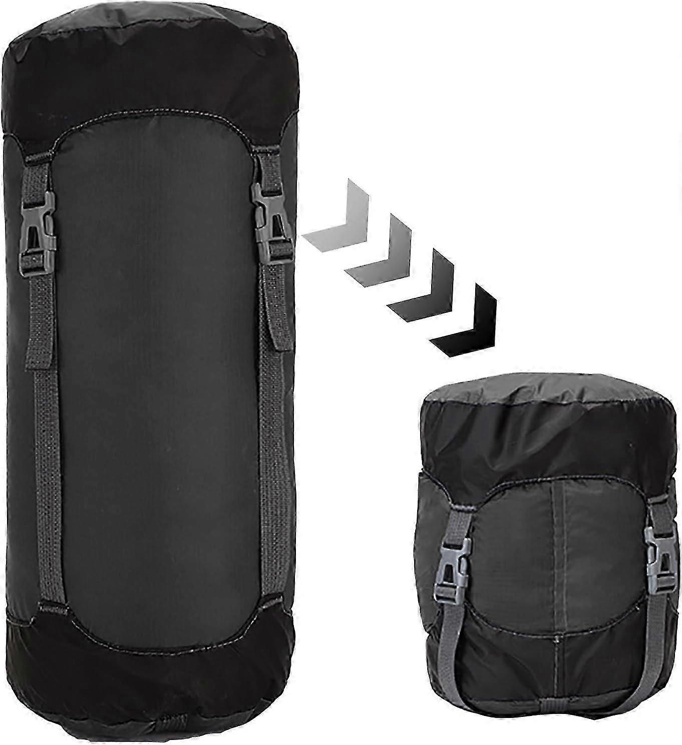 Compression Stuff Sack for Sleeping Bag,11L Lightweight Waterproof Compact Compression Nylon Stuff Sack StorageBag,Travel Compression Bag, Black