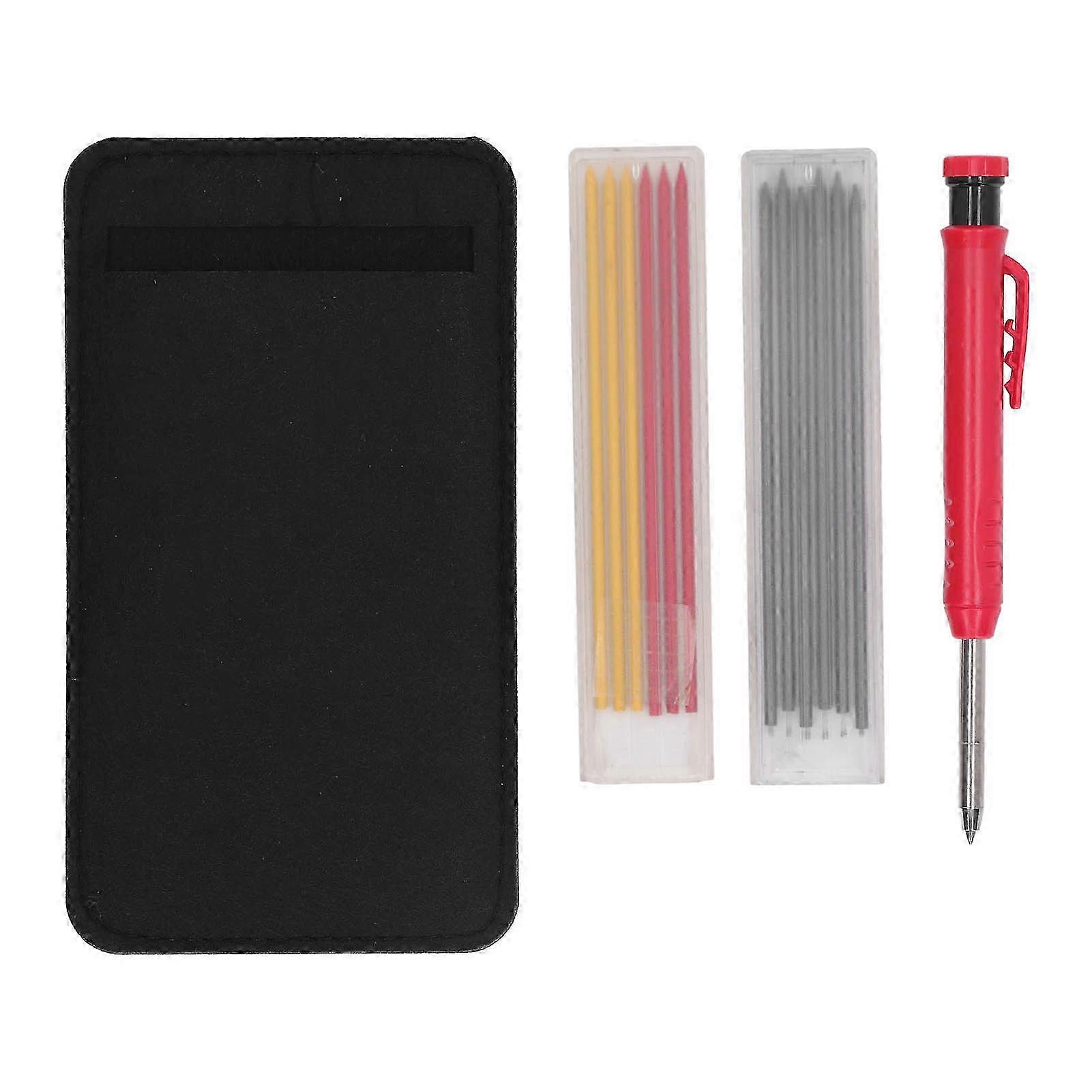 Mechanical Carpenter Pencil Kit Built in Sharpener 2.8mm Refills Woodworking Pencil Kit Red