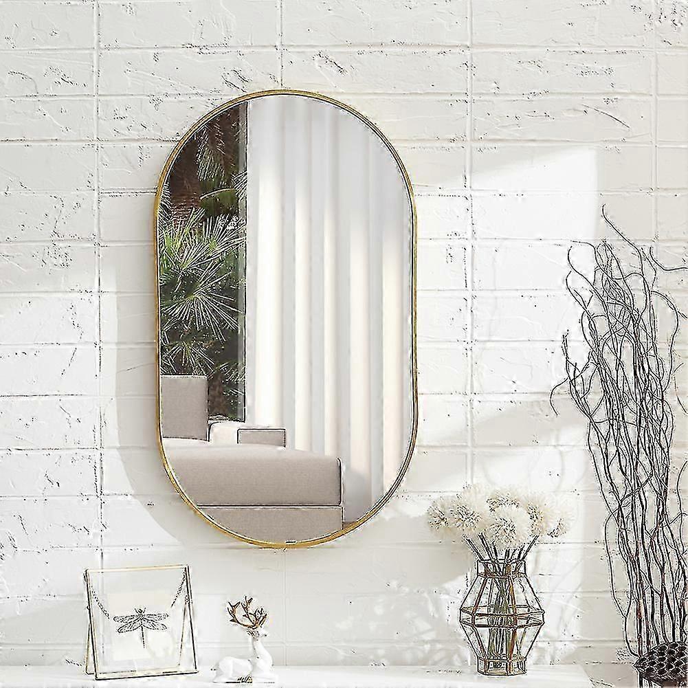 Modern Oval Metal Wall Mirror Gold