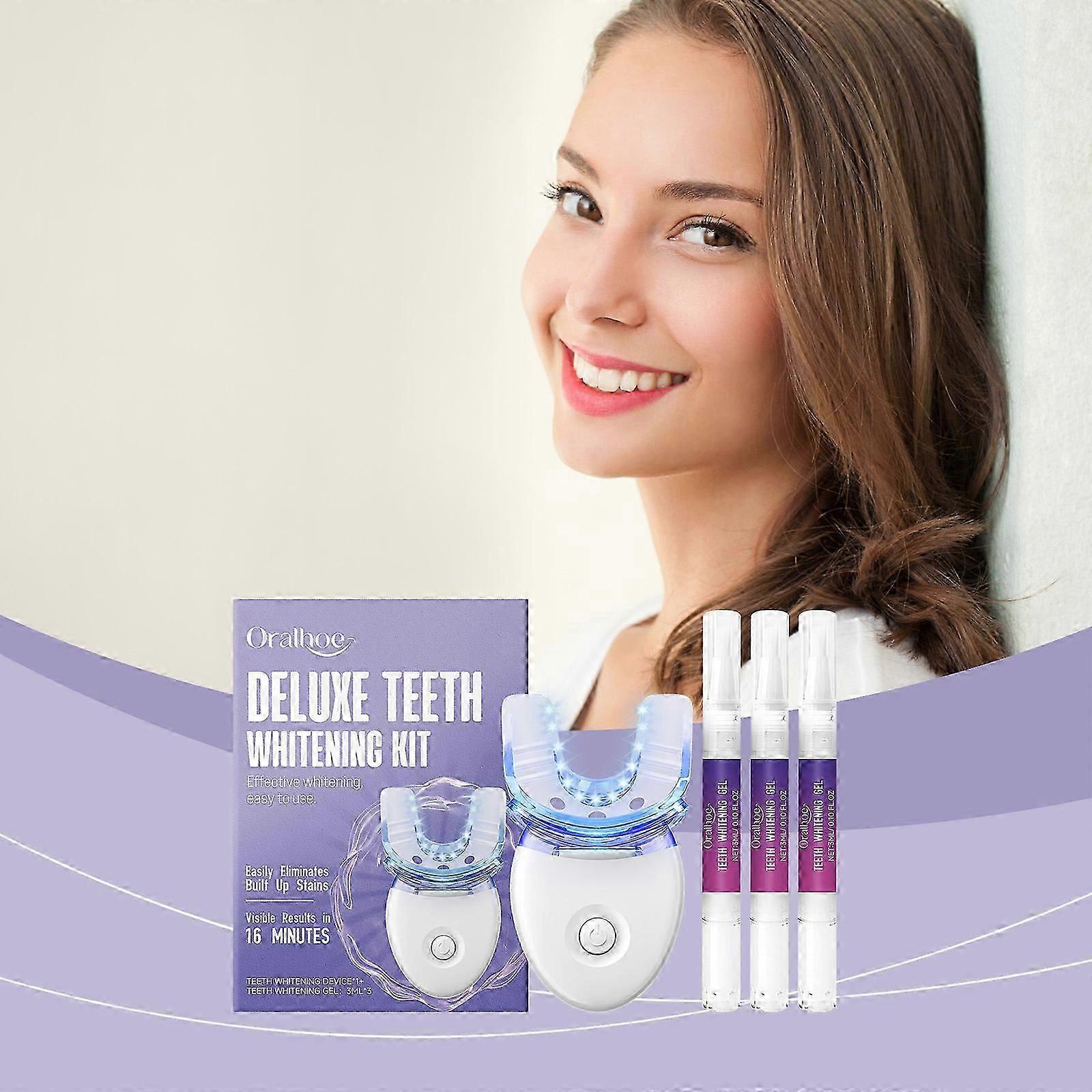 Teeth Whitening Kit with LED Lights, Teeth Whitener, Teeth Whitening Kit with 3 Whitening Gel Pen for Home and Travel