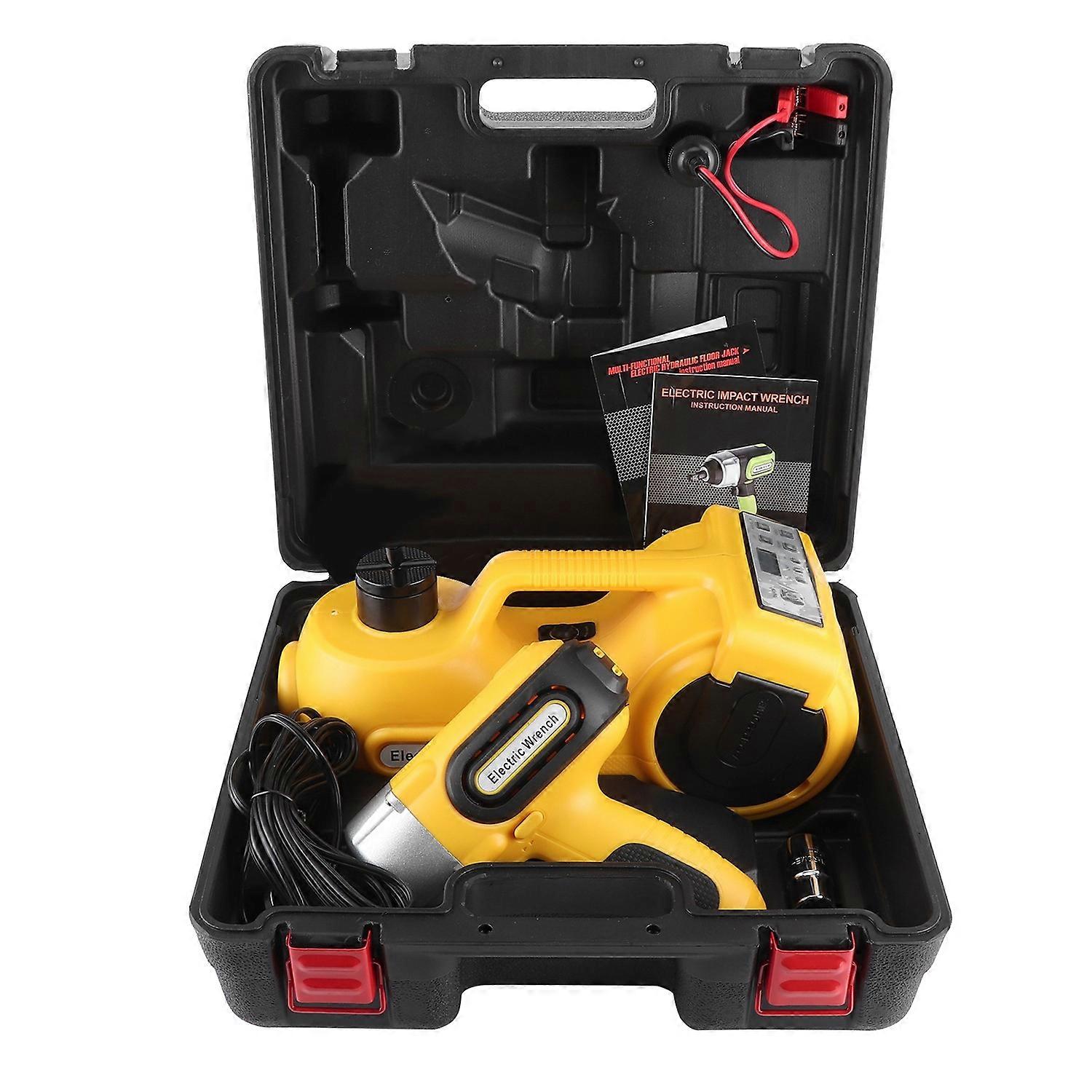 Electric Hydraulic Floor Jack and Impact Wrench Set Multifunctional DC 12V 5T 155-450mm Protable for
