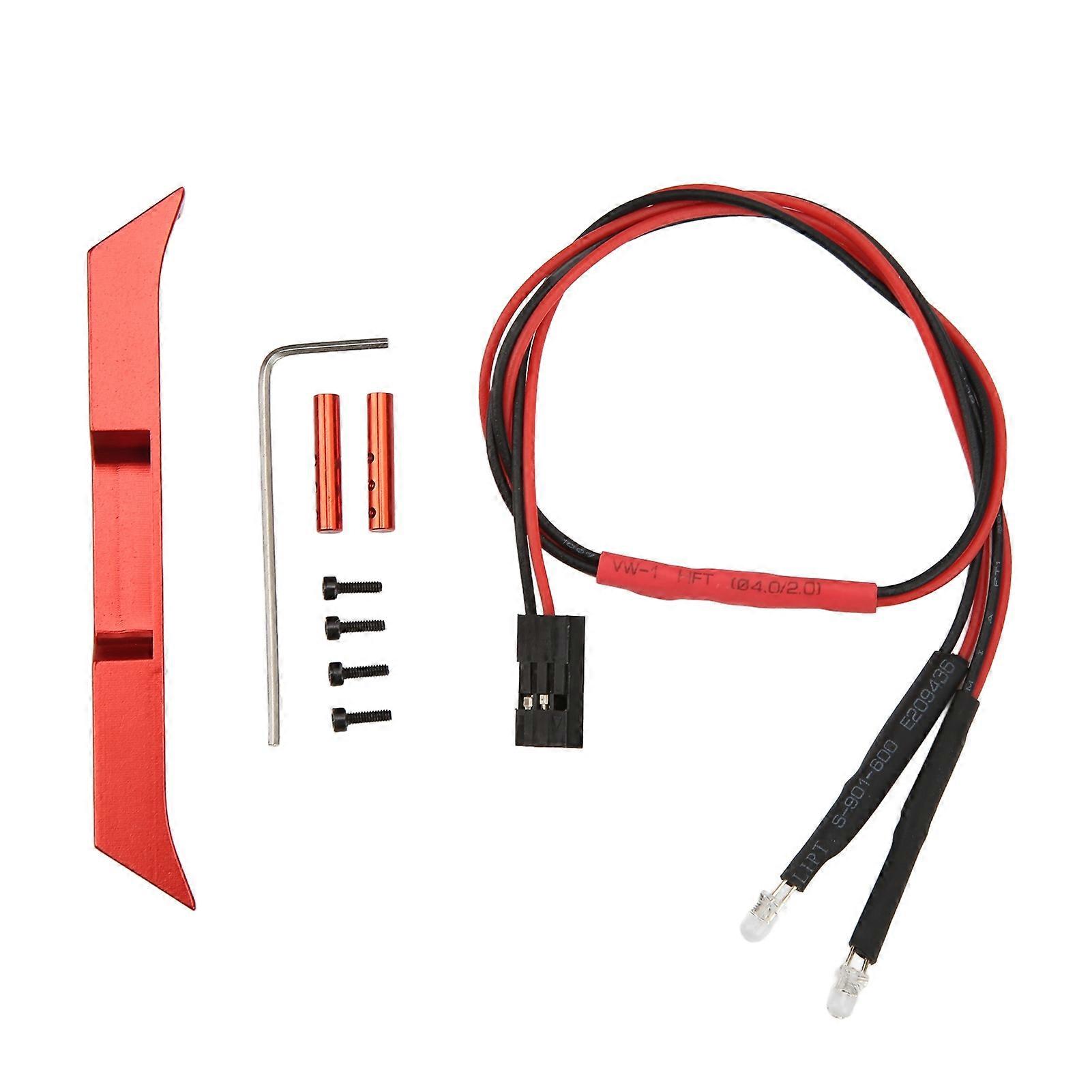Aluminum Alloy Rear Bumper with LED Light RC Car Upgrade Parts for Axial SCX24 AXI00001 1/24 Remote Control CarRed