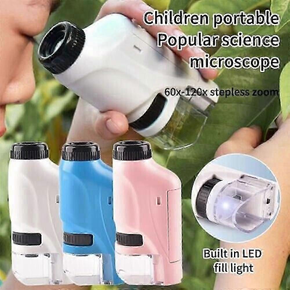 Handheld Magnification 60X-120X Lens with LED Lighted KP Kids Pocket Microscope RCV