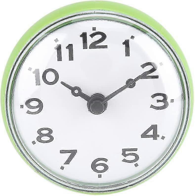 Suction Cup Waterproof Round Mini Wall Clock Decoration (green)
